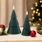 Northlight Ribbed Flickering LED Flameless Christmas Tree Wax Candles - 6" - Green - Set of 2